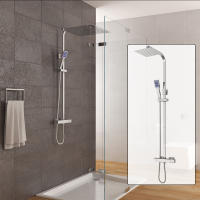 Mezclador de ducha expuesto termostático, baño de lluvia, juego cuadrado grande cromado, 30/40cm - details 0