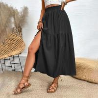 Nueva falda de mujer, falda Midi bohemia a la moda, cintura alta, falda lisa con volantes, faldas informales con abertura lateral para la playa, falda de 3 colores - details 2