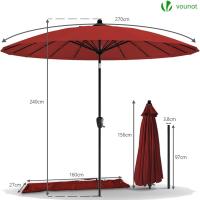 Sombrilla de Playa Grande Parasol Inclinable con Manivela Protección UV para Patio, Jardín, Piscina, Exterior Gris - details 12