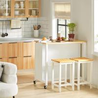 Carrito de Cocina con 2 cajones y 2 estantes, con Tablero Grande, Madera de ingeniería, Blanco, L98 x P58 x H94cm,ES - details 2