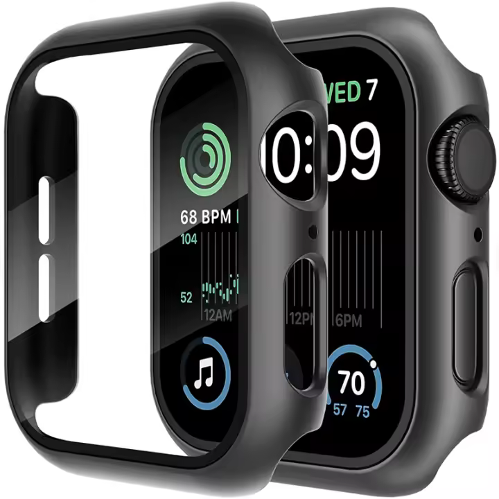 Vidrio + cubierta para reloj caso 8 7 6 se 5 3 iwatch acssorie protector de pantalla serie 44mm 40mm 41mm 45mm 42mm 38mm - 1