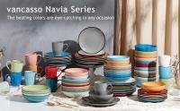 Platos de Cerámica Mezcla de Colores Vancasso Navia 16 Piezas Juego de Tazas Platos de Postre y Sopa Redondos para 4 Personas Producto Ecológico Ideal para Fiesta y Uso Diario - details 0