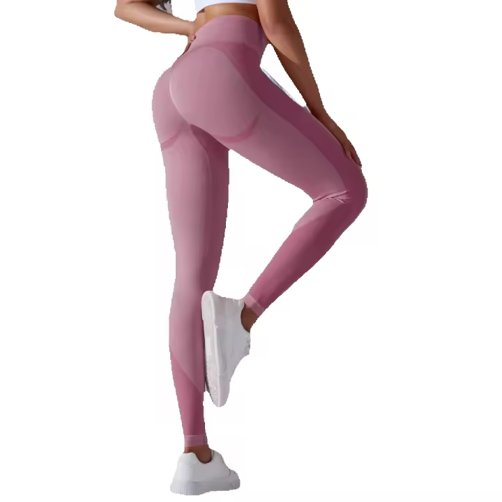 Pantalones Deportivos Sin Costuras para Mujeres Cintura Alta Yoga, Levantamiento de Glúteos, Carreras Ropa de Gimnasio - 1