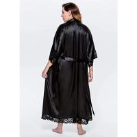 Vestido tipo kimono largo Sexy para mujer, bata de baño de encaje, lencería, camisón de seda helada, camisón de Color sólido, ropa de dormir de talla grande #     0701 - details 27