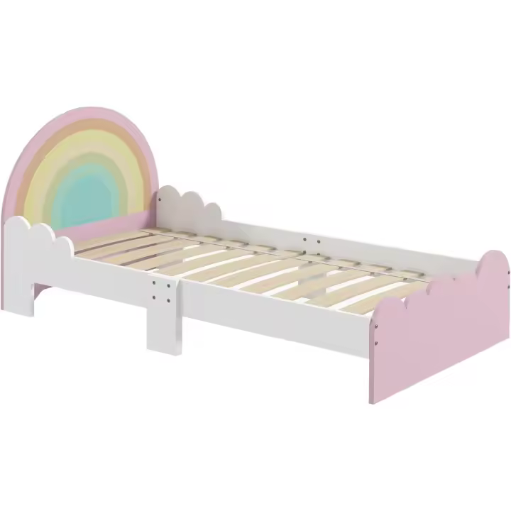 Cama para Niños de 3-6 Años Diseño de Arcoíris Mueble Moderno de Dormitorio 143x74x66 cm Rosa - 1