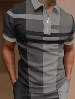 Polo para hombre, Polo con cuello, camisa de golf, estampado gráfico, geometría, apertura EAL, manga corta, ropa con cremallera, top de diseñador - details 13