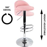 Redondo Piel sintética con reposapiés de Altura Ajustable Giratorio Color Rosa - details 4