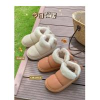 Botas de nieve cortas con nudo de lazo para mujer, zapatos de invierno de felpa y aislamiento, impermeables, de algodón, para el hogar - details 7