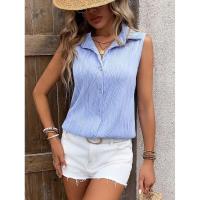 Camisa y blusa de verano sin mangas con botones sueltos de Color sólido para mujer, Tops femeninos 2024 - details 22