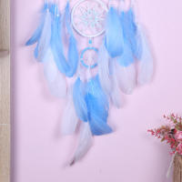 Colgante atrapasueños de cinco anillos de la suerte, decoración del hogar, superventas, campanas de viento decorativas creativas de plumas naturales - details 2