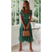 Vestido corto de verano con estampado Floral para mujer, Vestido corto de media manga, a la moda, para vacaciones y fiestas - details 2