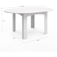 Mesa de comedor extensible redonda para 4-8 personas, 110-150 cm, color blanco - details 5