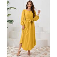 Vestido casual de manga larga para mujer, prenda elegante de color bastante sólido, para 2025 - details 14