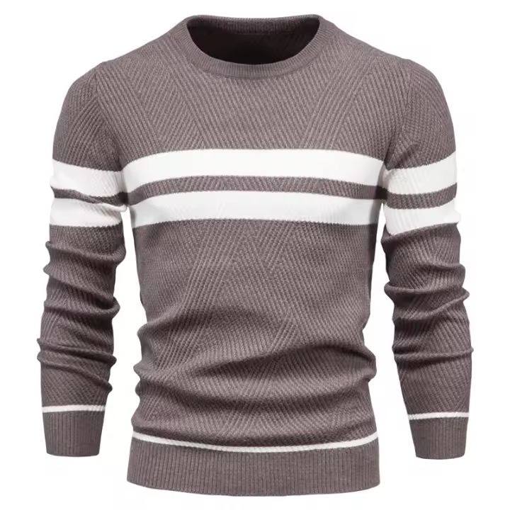 Nueva Suéter De Otoño Para Hombre Con Cuello Redondo Y Mangas Largas Patchwork Caliente Y Delgado Moda Casual Ropa De Hombre - 1