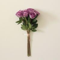 8 cabezas de ramas de flores de rosas artificiales, tacto Real, flor de Rosa de simulación hecha a mano, flores falsas realistas, decoración para sala de estar - details 2