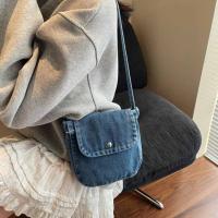 Bolso de lona vaquero informal Y2K, bolso Vintage de gran capacidad estilo callejero, bolso de compras, bolso cruzado sólido de Color sólido para mujeres y hombres - details 11
