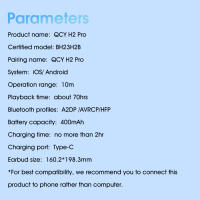 Auriculares Inalámbricos QCY H2 Pro Modo BASS HIFI 3D Estéreo 70H Tiempo de Reproducción Auriculares para Juegos Bluetooth 5.3 con Micrófono Cableado y Inalámbrico Control de Volumen - details 15