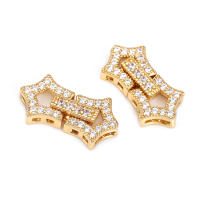 Conector de Estrella Redondo de Brasso y Zirconio de 18K Oro Accesorios de Joyería DIY para Collares y Pulseras Hecho en China - details 13