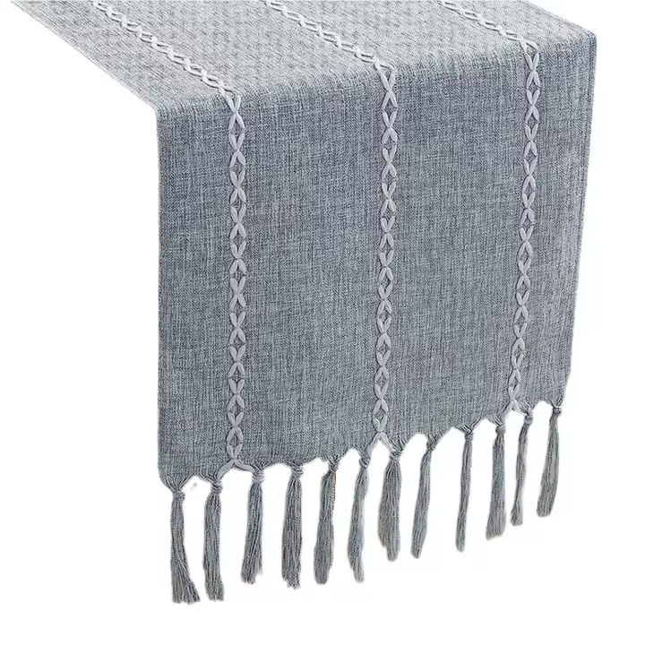 Bandera de mesa Vintage con borlas, mantel de comedor familiar, tela decorativa tejida a mano, tapete de mesa de algodón y lino - 1