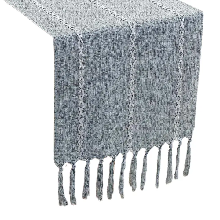 Bandera de mesa Vintage con borlas, mantel de comedor familiar, tela decorativa tejida a mano, tapete de mesa de algodón y lino - 1