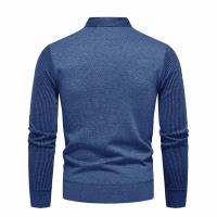 Otoño e Invierno nuevo suéter falso de dos piezas para hombres con forro polar y cuello tipo Polo ajustado camisa inferior de punto gruesa y cálida - details 5