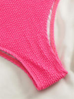 Conjunto de Bikini de cintura alta para mujer, traje de baño de color naranja liso, bañador de playa, Verano - details 10