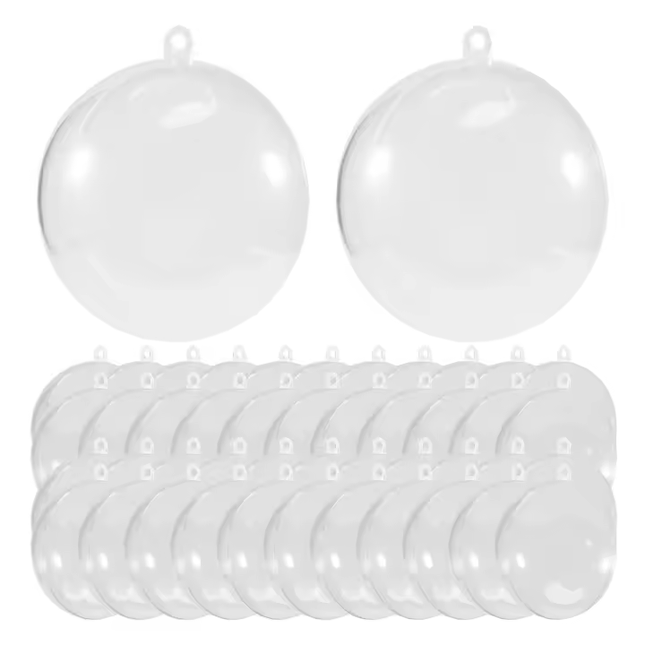Bolas de plástico transparente para colgar en el árbol de Navidad, adorno relleno para manualidades, 70mm, 24 unidades por lote - 1