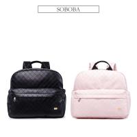 Soboba Mochila de maternidad con espacio grande y bien organizado para mamás, color rosa a cuadros, a la moda, para cochecitos - details 5