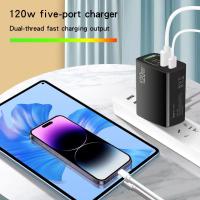 Cargador Rápido 120W,5-Puertos QC3.0+4PD Compatible con iPhone 15,Xiaomi,Samsung,Huawei,Cargador Multi-Puerto Dual USB+Dual Tipo-c - details 2