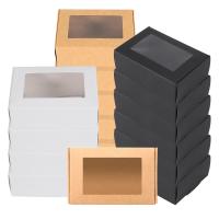 Mini caja de papel Kraft con ventana, 30 piezas, caja de embalaje, caja de golosinas para jabón, panadería, dulces (negro, marrón, blanco) - details 0
