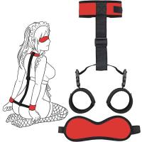 Juego de Lazos de BDSM Leten Collar de Pulsera de Cadena Trasera Ajustable con Blindfold y Manos Atadas - details 16