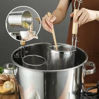 Embudo de acero inoxidable grueso, utensilios de cocina, mango de madera, colador de cesta para Pasta, cuchara colador de malla multifuncional para verduras - details 25