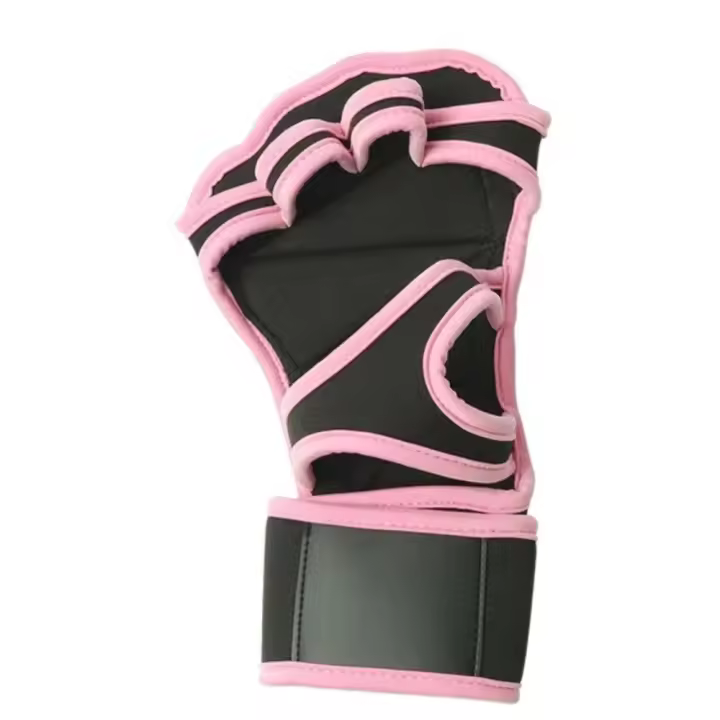 Guantes de entrenamiento con muñequeras antideslizantes de silicona protección de la palma levantamiento de pesas guantes de gimnasio Color rosa para mujer - 1