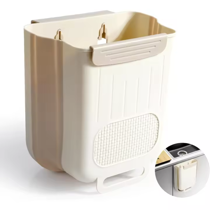 Cubo de basura plegable para colgar 5L, contenedor de compostaje para puerta de armario de cocina/camping/coche/baño/oficina/dormitorio (5L) - 1
