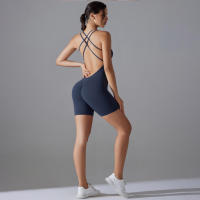 Hamidou-Conjunto de Yoga con espalda descubierta para mujer, Body de Fitness de alta elasticidad, ropa de gimnasio deportiva, Top corto de Fitness, Shockpro - details 9