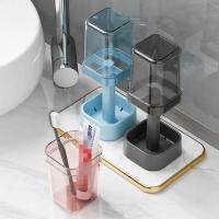 Juego de vasos para cepillo de dientes, organizador para parejas, diseño que ahorra espacio, Ideal para decoración y organización del baño - details 0