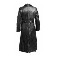 Cortavientos largo de talla grande para hombre, chaqueta de doble botonadura, abrigo de cuero militar alemán para COSPLAY - details 6