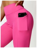 Mallas de Yoga con espalda en V para mujer, Leggings de cintura alta, levantamiento de cadera, melocotón miel, deportes - details 6
