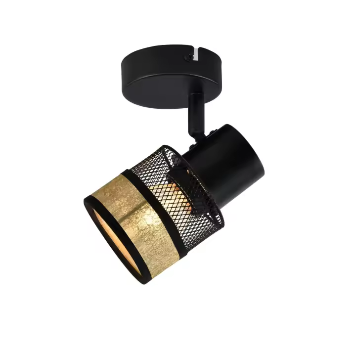 CBJKTX Foco de techo 1 bombilla negro pasillo metal vintage oro E27 LED max 40W regulable 330 ° - 1