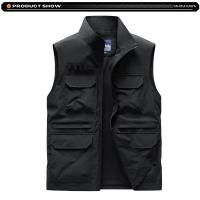 2025 nuevo verano hombres sin mangas ocio al aire libre chaleco con cuello levantado hombres muchos bolsillos Color sólido transpirable chaleco fino chaleco masculino - details 2
