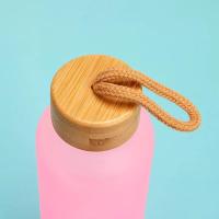 Botella de agua deportiva de 500ML, artículos para beber a prueba de fugas para viaje, sublimación, botella de bebida de vidrio esmerilado con gradiente en blanco con tapas de bambú - details 5