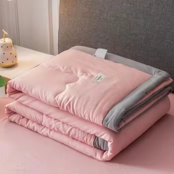 Nuevo Verano para camas individuales y dobles, manta fina de algodón lavable, colcha ligera de Color sólido - 1