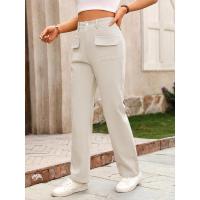 Pierna recta de cintura alta, pantalones sólidos, pantalones sueltos de estilo coreano de moda para mujer - details 5