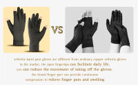 Guantes de cobre de compresión para artritis, guantes de cobre sin dedos para escritura por computadora y trabajo diario, alivio del dolor de manos y soporte - details 3