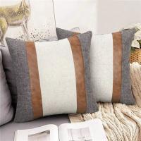 Funda de cojín de lino de retales, cubierta de almohada de cuero para sofá, decoración del hogar, novedad - details 1