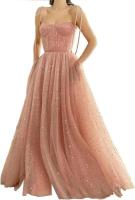 Vestido de noche formal elegante, vestido de fiesta dulce de gasa sin mangas para mujer con y y - details 0