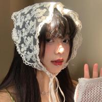 Pañuelo triangular estilo campo dulce, turbante, envolturas de encaje, bufanda para el cabello, diademas, banda para el cabello, bufanda triangular, viaje - details 6