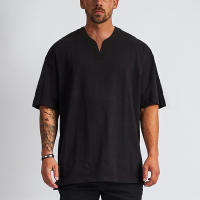 Hombres de moda de verano Casual pollo corazón cuello gran tamaño flojo Hip Hop algodón gimnasio de musculación camiseta de talla grande - details 1