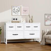 Cómoda con 6 cajones de tela, cómoda de dormitorio blanca, mueble de almacenamiento, muebles de dormitorio, cómoda para cocina, oficina, pasillo, mueble de TV con cajones - details 45