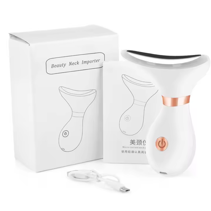 Dispositivo de belleza EMS para cuello Facial, dispositivo de microcorriente, fotón LED, reafirmante, rejuvenecimiento, antiarrugas, Delgado, doble mentón, masajeador de estiramiento Facial - 1
